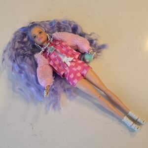 Barbie Doll with Pink Outfit and Purple Hair